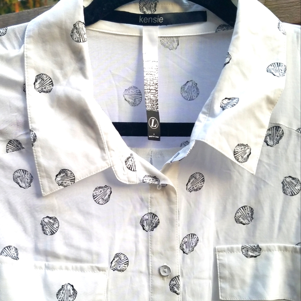 Kensie Sleeveless Shirtdress in Seashell L